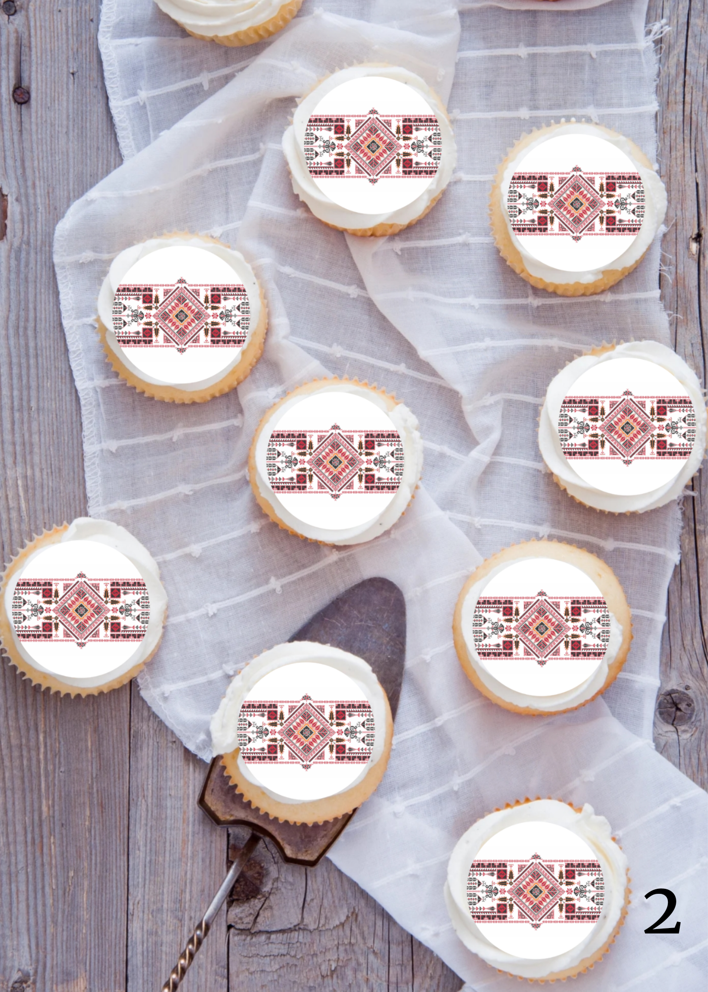 Tatreez embroidery cupcake edible image topper