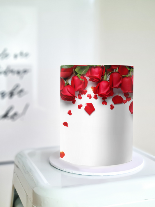 Red roses edible image cake wrap