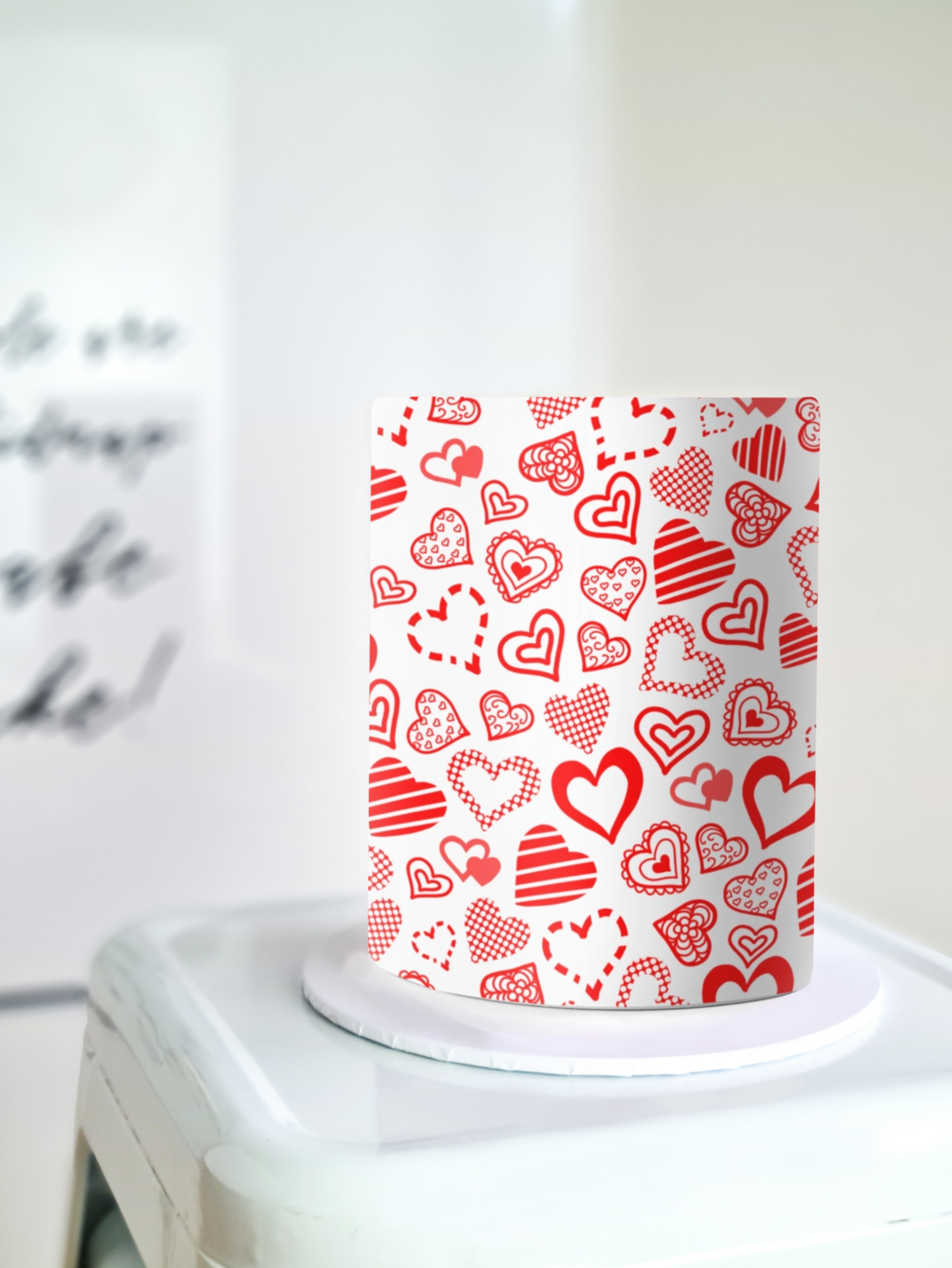 Hearts Cake Wrap edible image