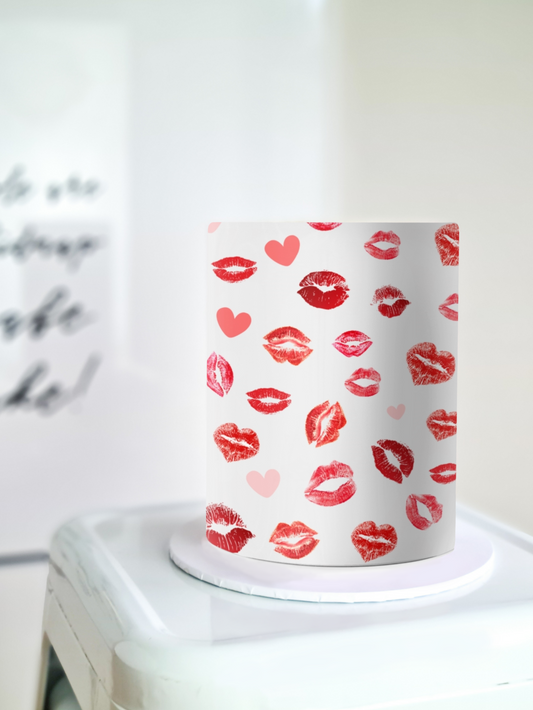 Kisses lips edible image cake wrap