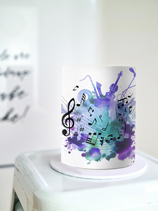 Music notes paint splash cake wrap edible image
