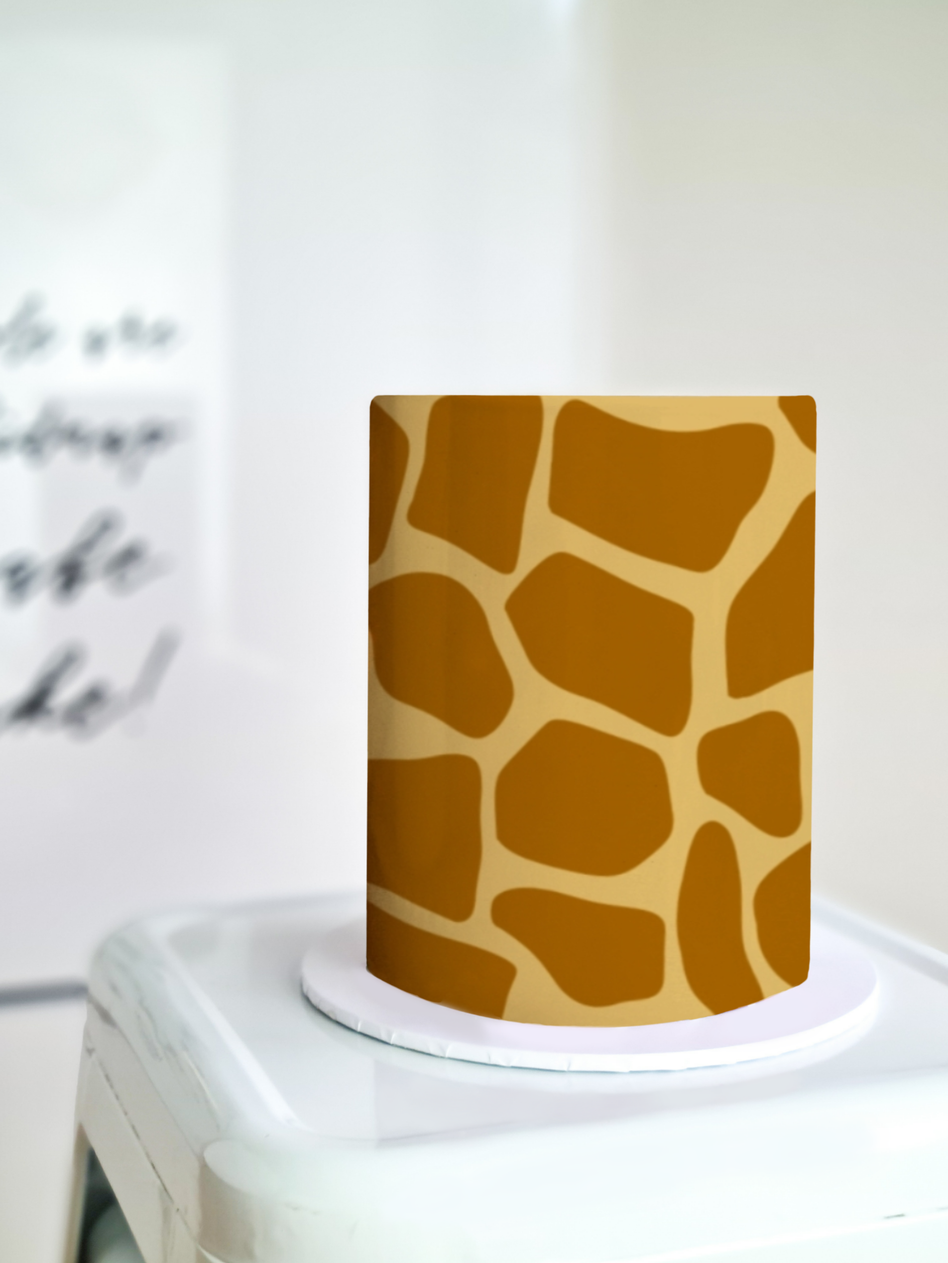 Giraffe print cake wrap edible image
