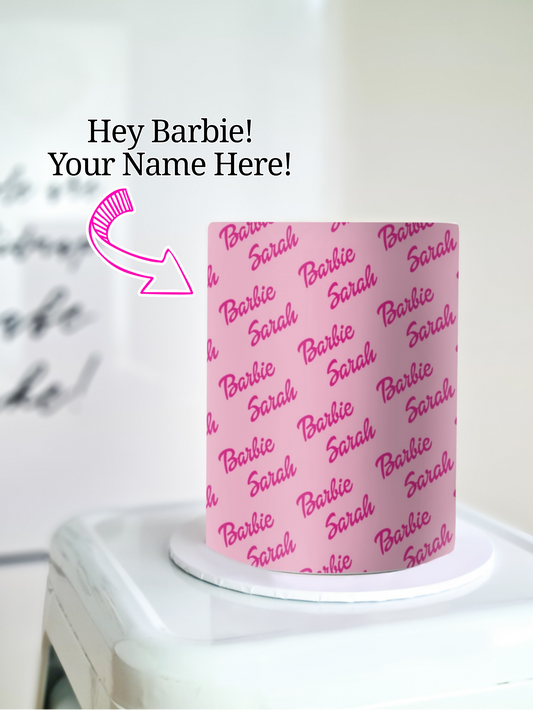 Personalised custom barbie cake wrap edible image
