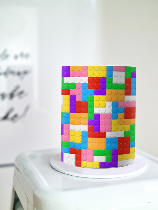 Lego pattern cake wrap edible image