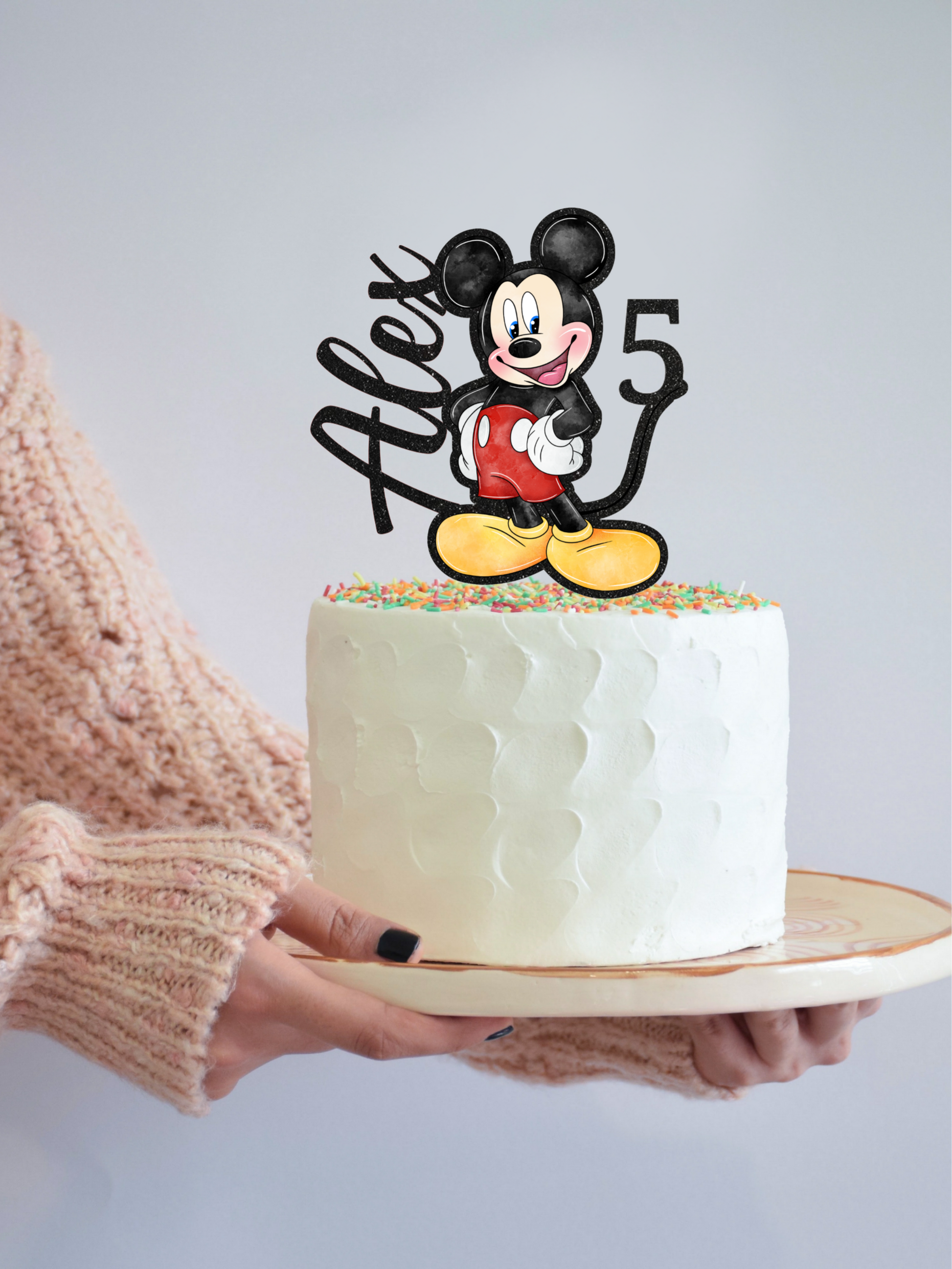 Mickey Mouse Cake Topper Disney Themed Personalized Name Age