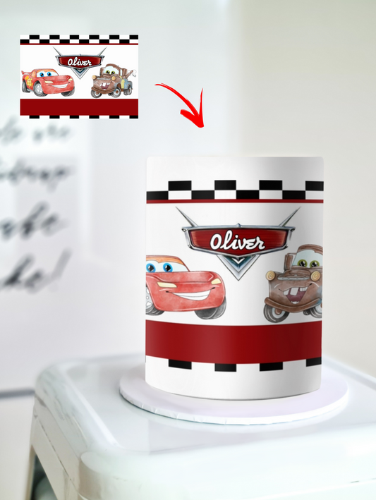 Cars personalized cake wrap edible image