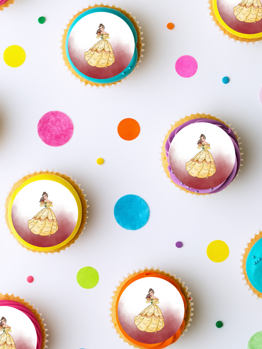 Princess Belle Edible cupcake toppers 