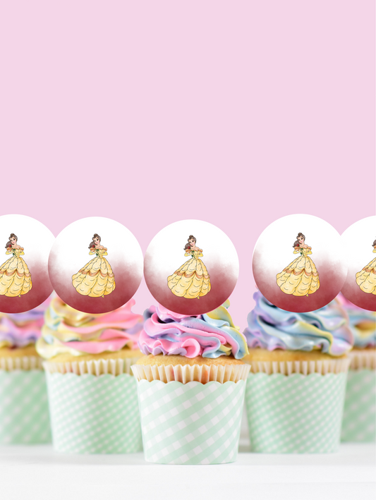 Princess Belle cupcake topper picks
