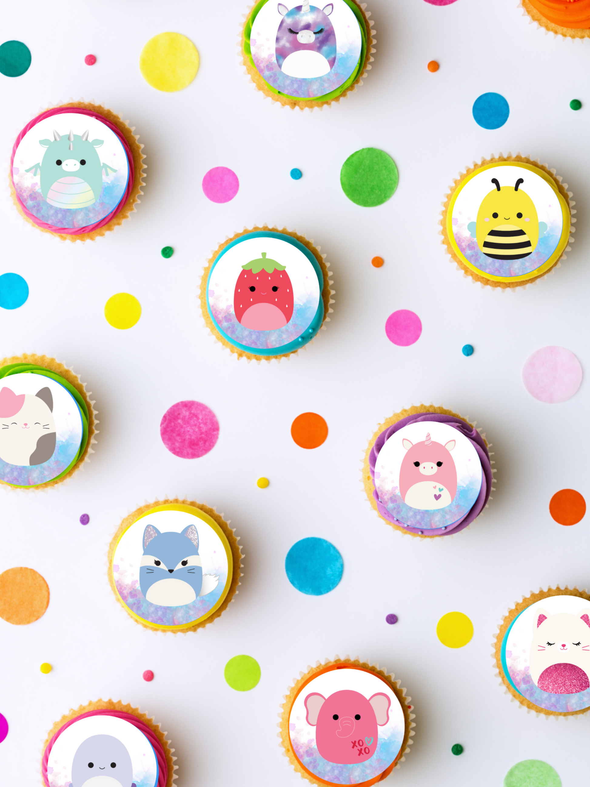 Squishmallows edible image cupcake toppers cutouts