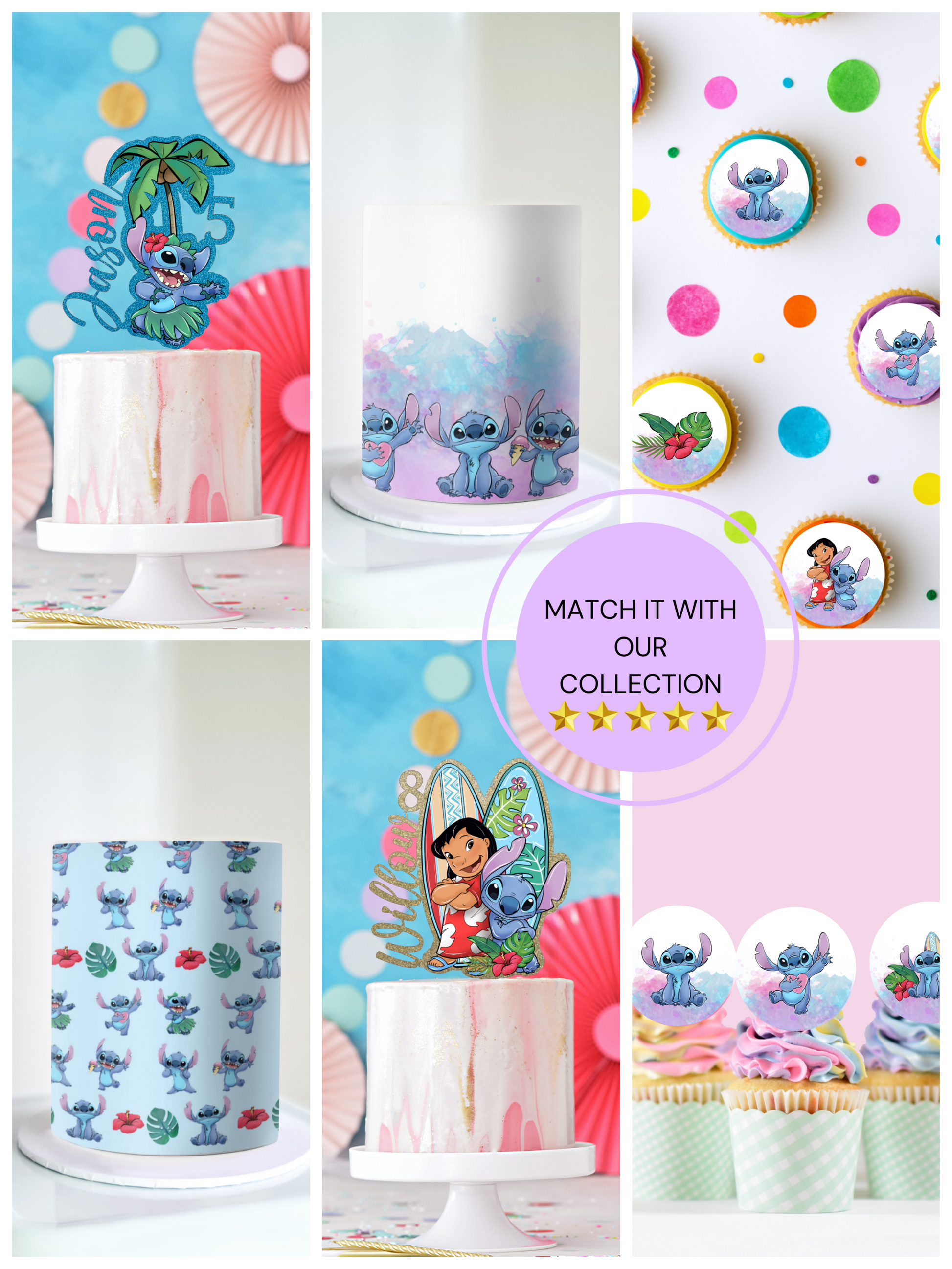 Stitch themed cake decorations 