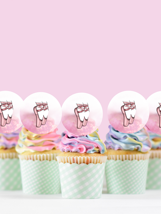 Ballerina Cupcake Toppers 6 or 12 Pack - Ballet Themed Picks - Licensed