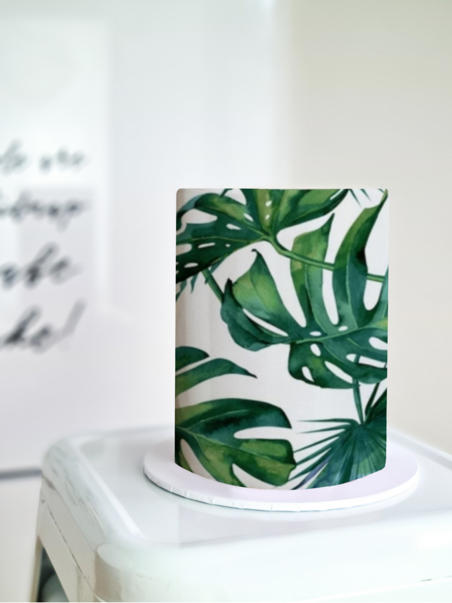 Tropical leaves cake wrap edible image