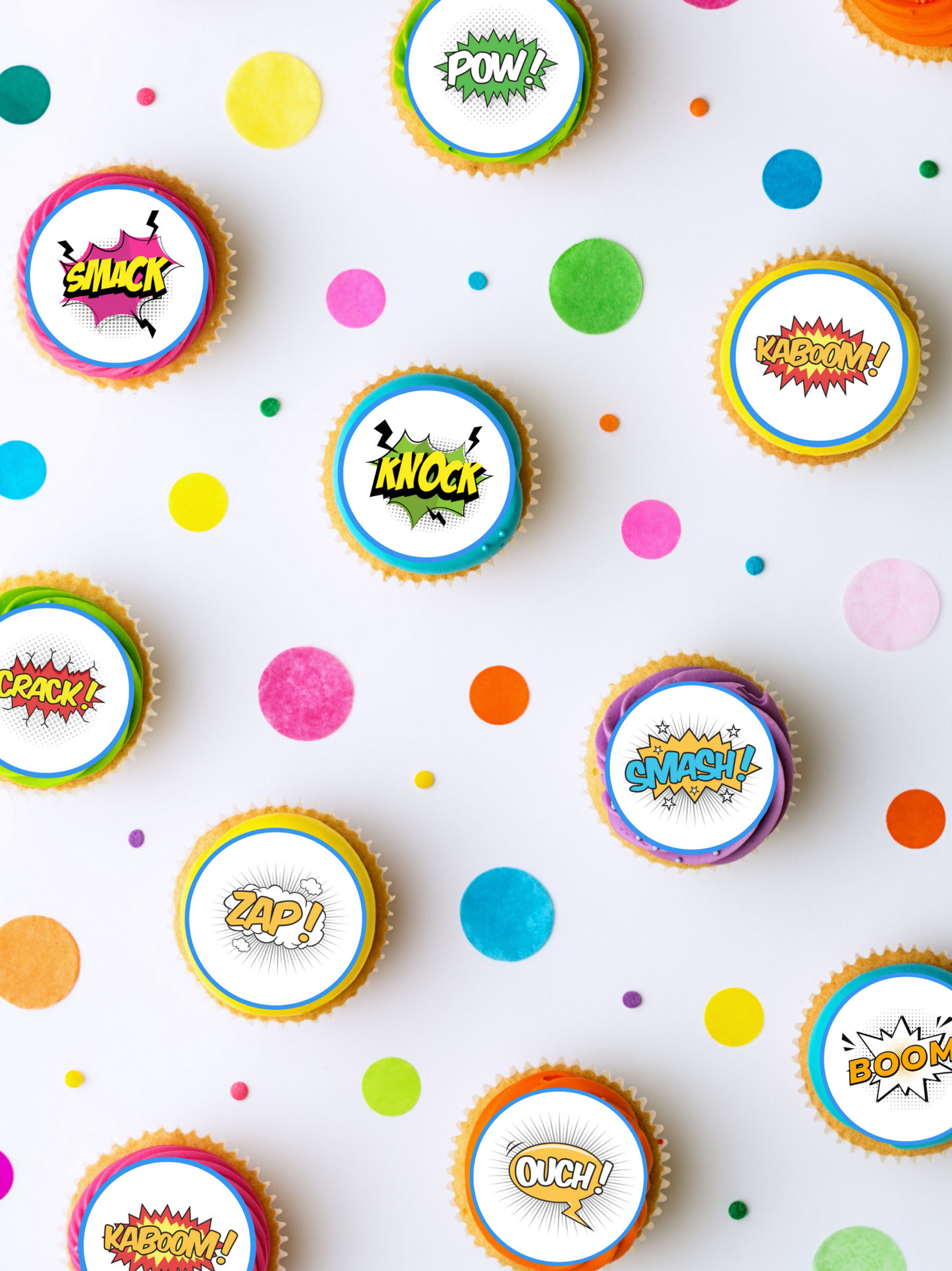 Comic book cupcake edible toppers