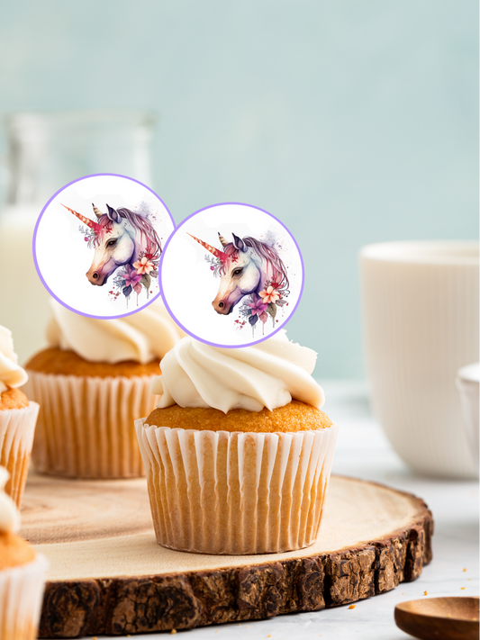 Watercolor unicorn cupcake topper picks