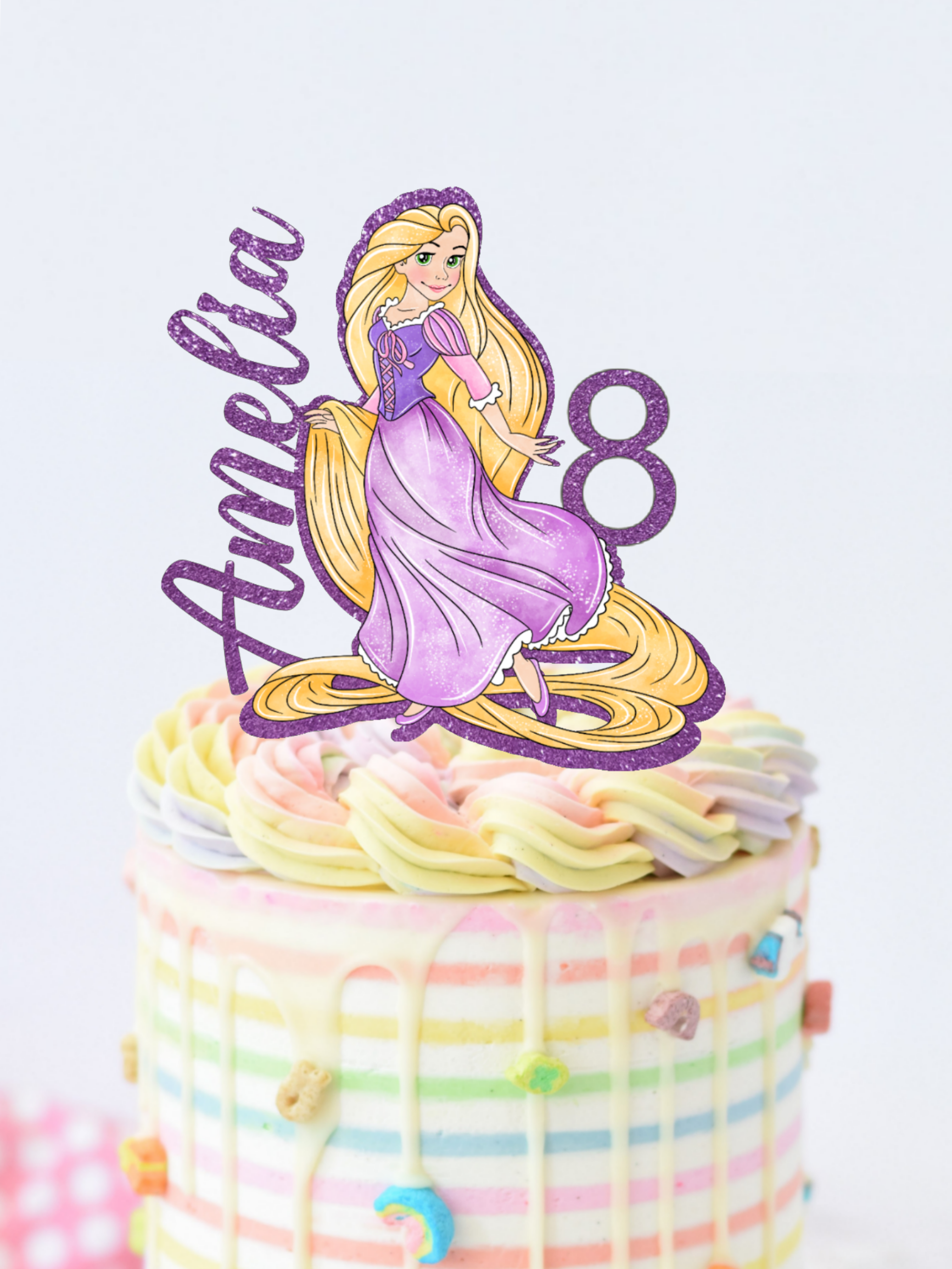 Tangled Rapunzel Flowers and Pascal Edible Cake Topper Image ABPID01745 |  Edible cake toppers, Edible cake, Cake
