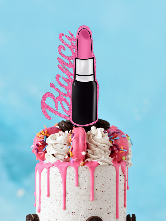 Pink lipstick custom cake topper