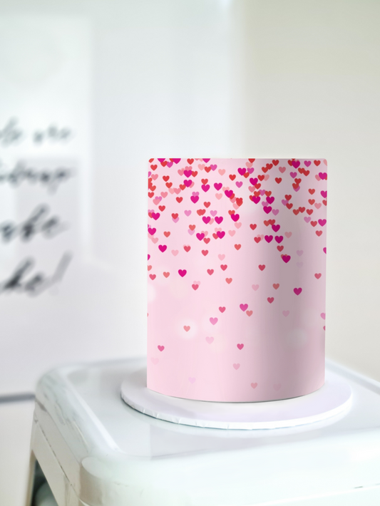Pink hearts edible image cake wrap