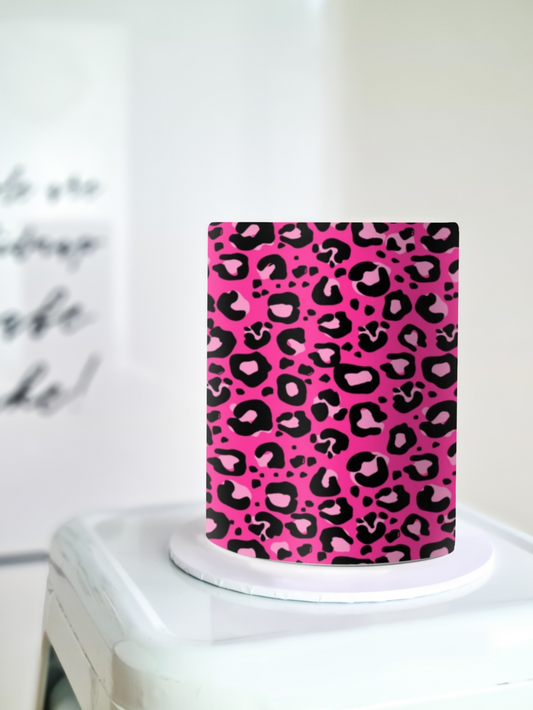 Pink leopard print edible image cake wrap 