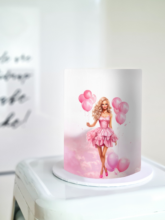 Barbie doll cake wrap edible icing image