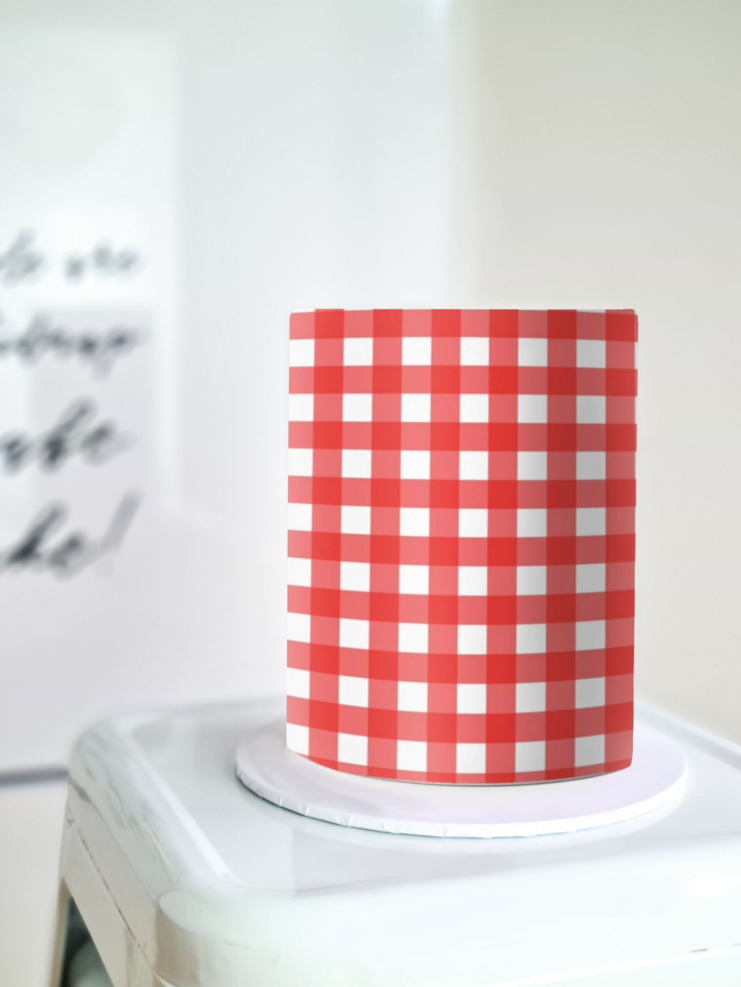 Red gingham edible image frosting sheet