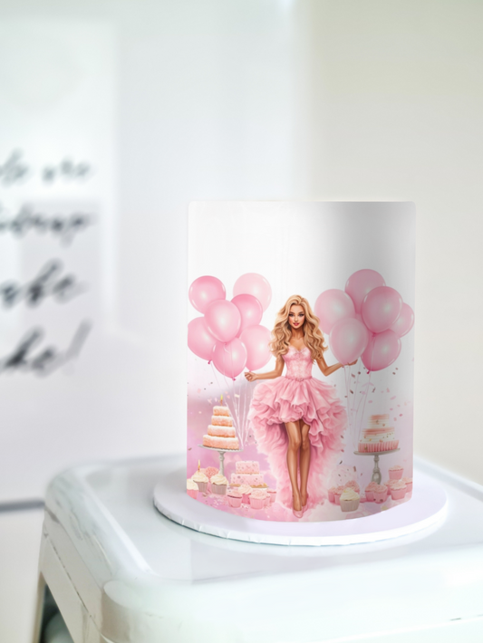 Barbie doll cake wrap edible icing image