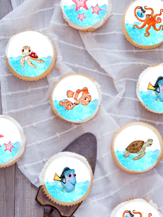 Finding Nemo and Dory edible cupcake toppers 