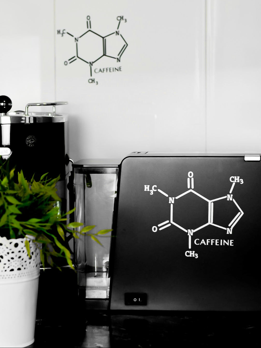 Coffee Vinyl Decal - Caffeine Chemical Structure - Fun Coffee Art Wall Decal Sticker