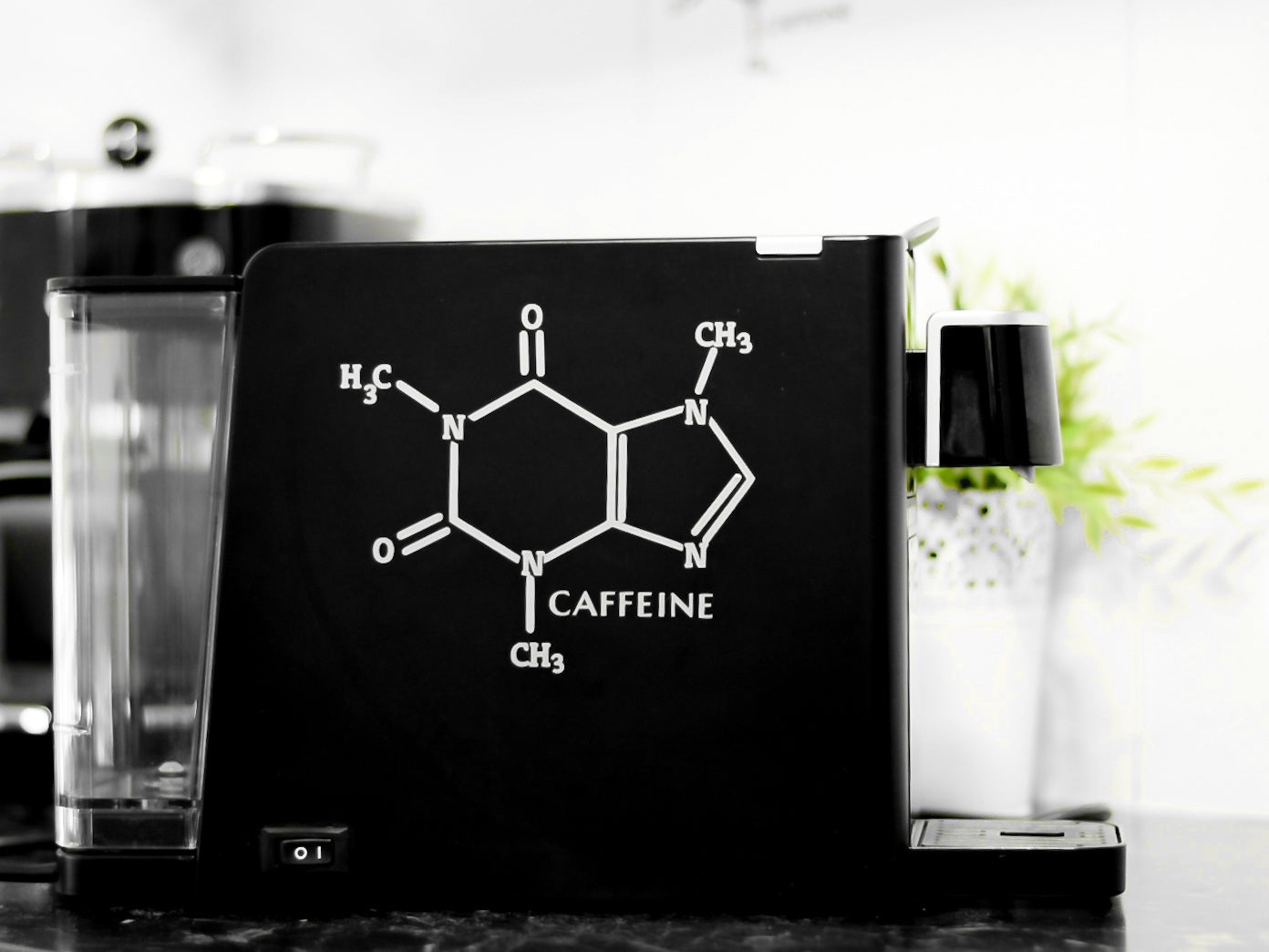 Coffee Vinyl Decal - Caffeine Chemical Structure - Fun Coffee Art Wall Decal Sticker