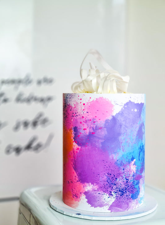 Paint Splash Abstract Cake Wrap - A4 Edible Image - Rainbow Icing Sheet