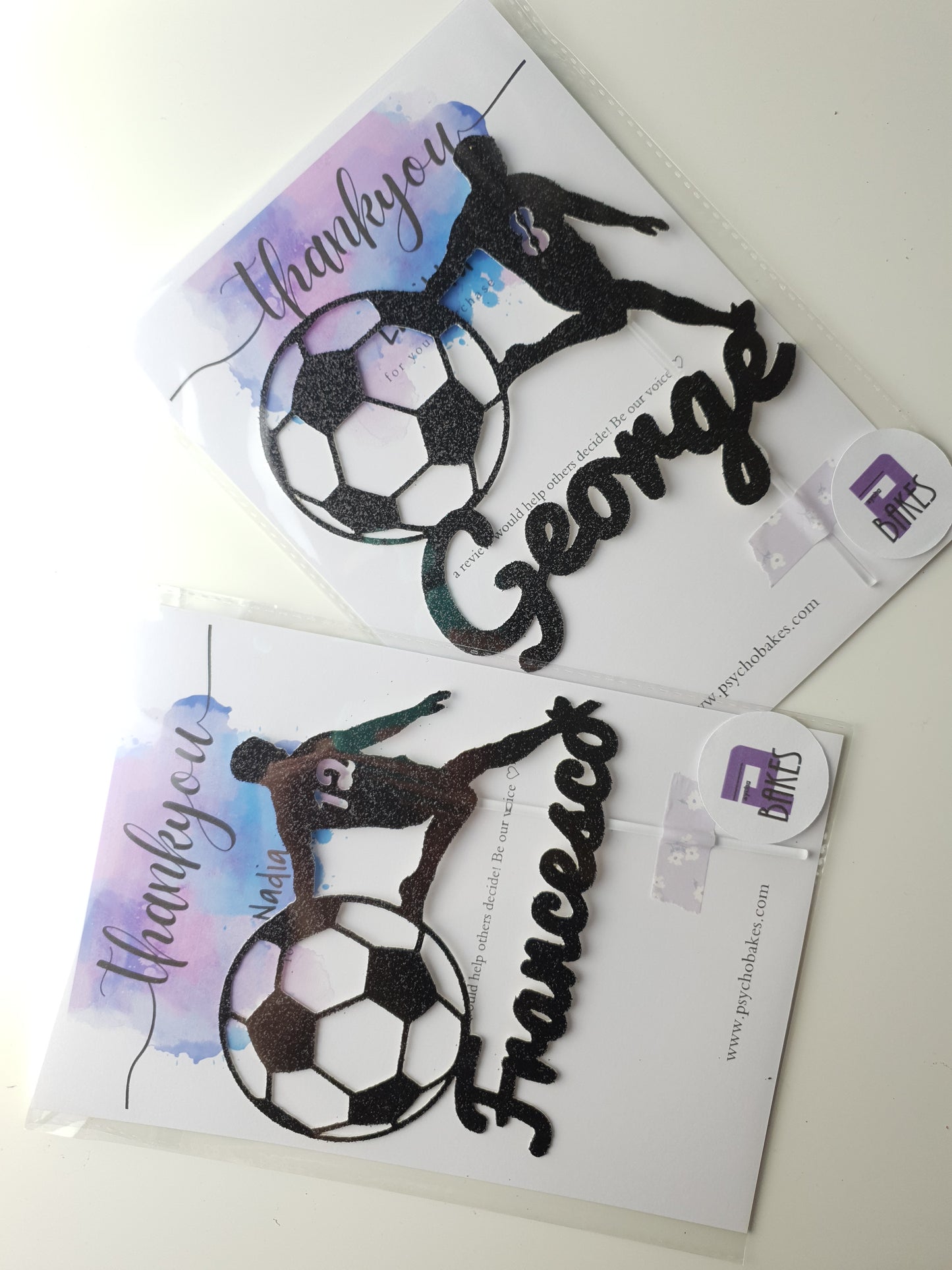 Cake Topper - Soccer Football Boy Player Themed - Personalized Name + Age