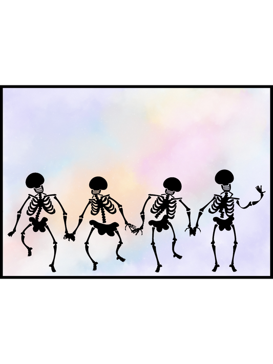 Halloween Cake Stencil - A4 Dancing Skeletons Stencil