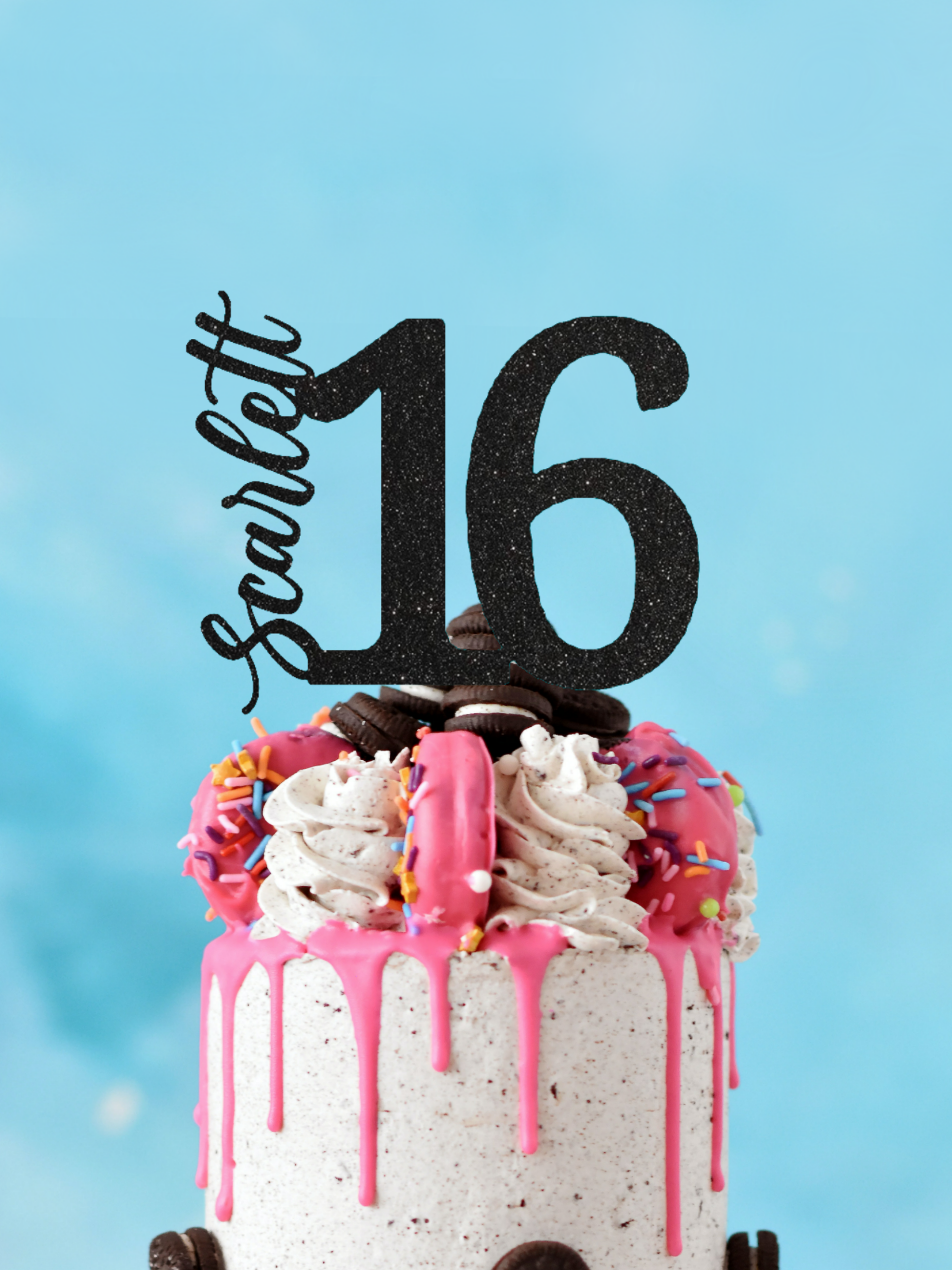 16 Name Sixteen Cake Topper | Sweet 16 Birthday | Personalized Name + Age ...