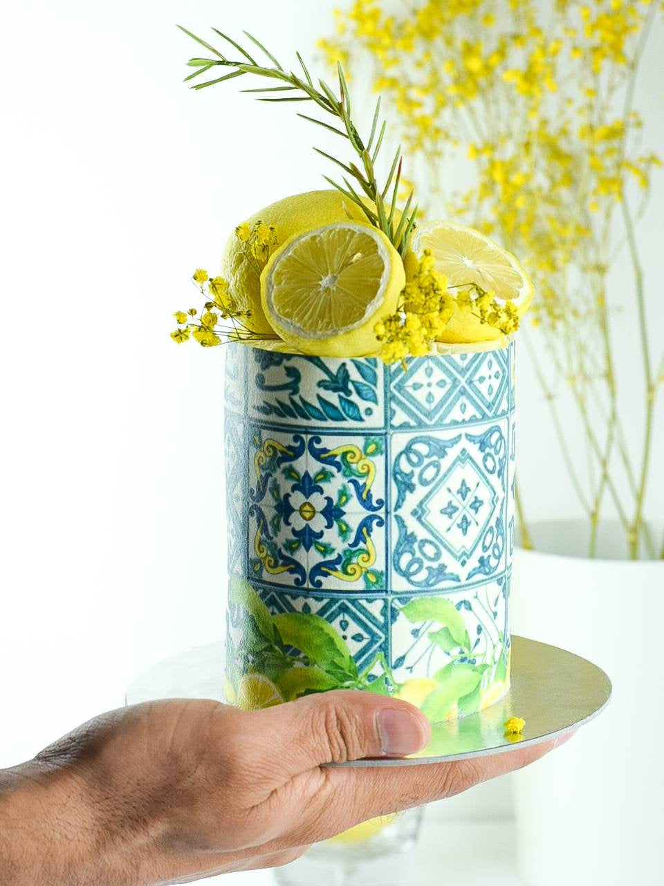 Amalfi Tiles Cake Wrap - A4 Edible Image - Mediterranean Icing Sheet