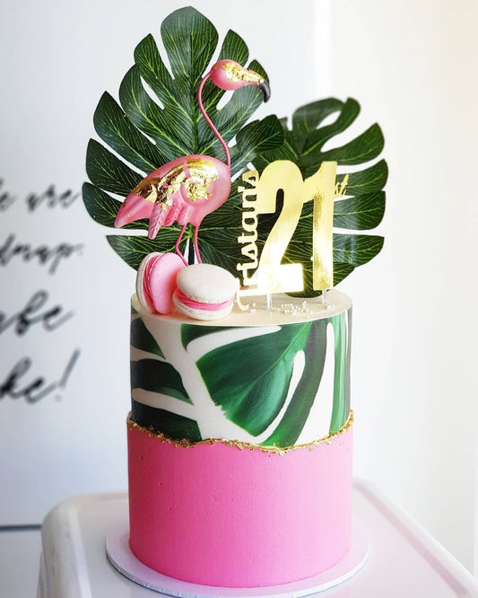 Tropical leaf edible image/ A4 cake wrap