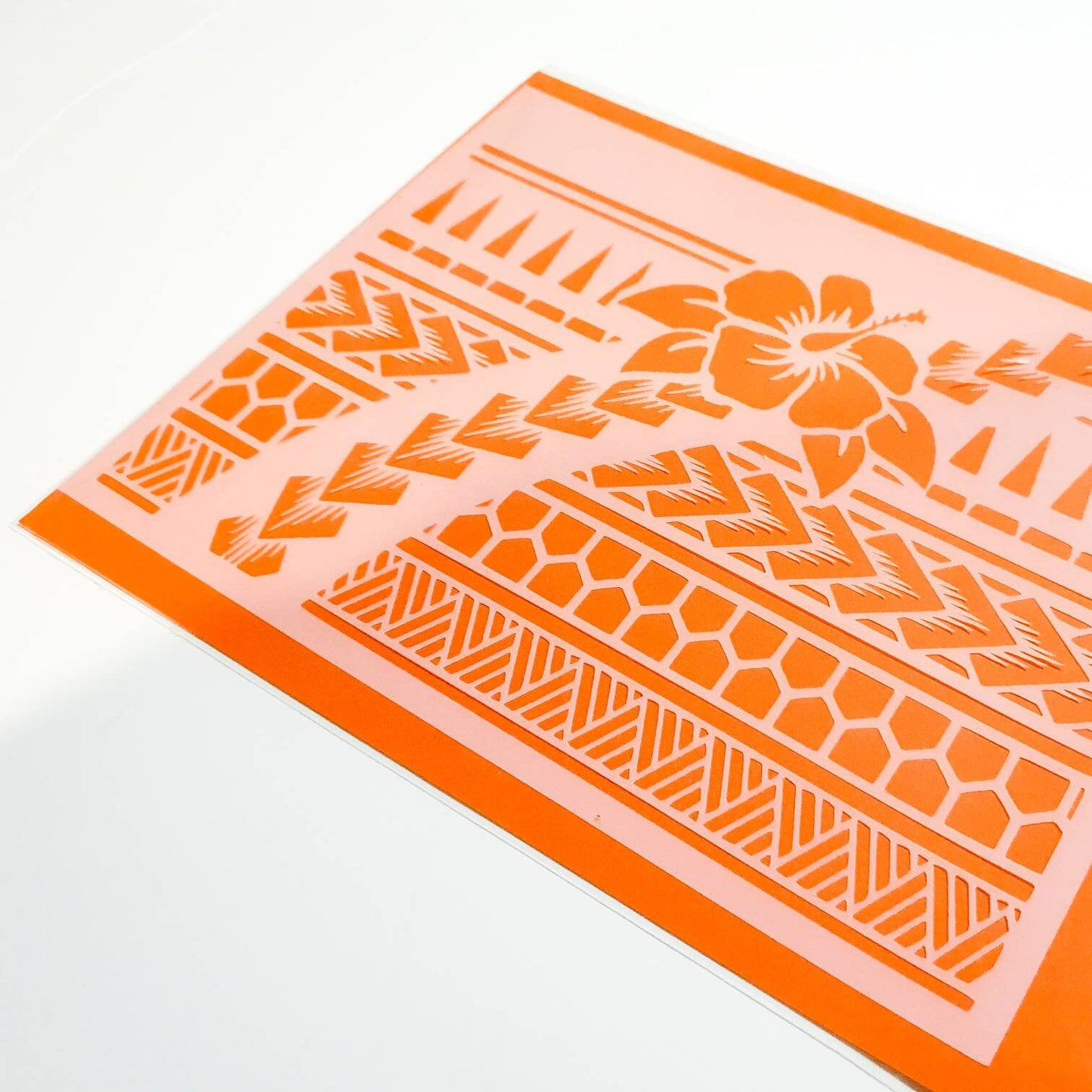 Polynesian Samoan Design Cake Stencil - Craft Cake Wrap - Rising Flower Stencil